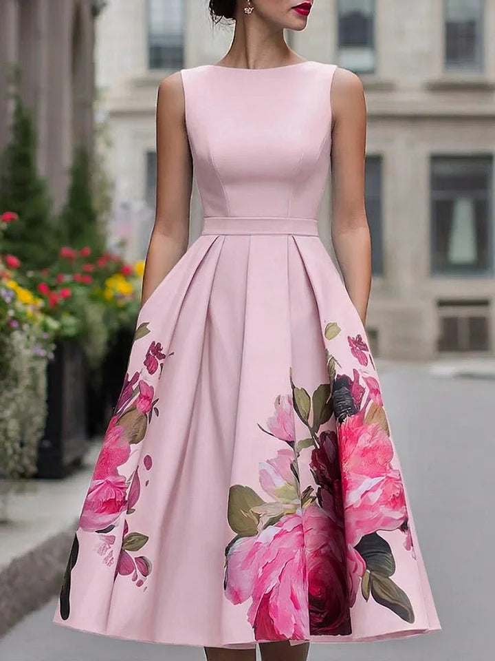 Rosalia – Abito Midi Svasato Con Fantasia Floreale Di Tendenza