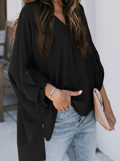 Letizia - Blusa Elegante Scollo V Maniche Lunghe Donna