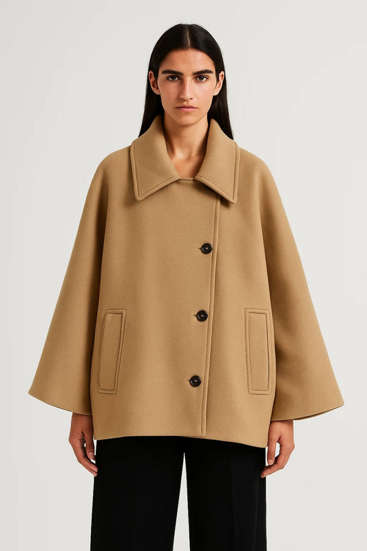 Sandra – Cappotto Corto Trapezio Collo Ampio