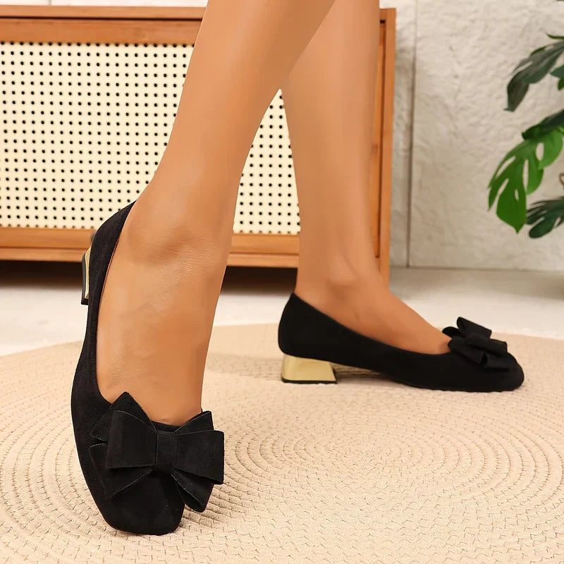 Laura - Pumps Tacco Basso Fiocco Eleganti Donna
