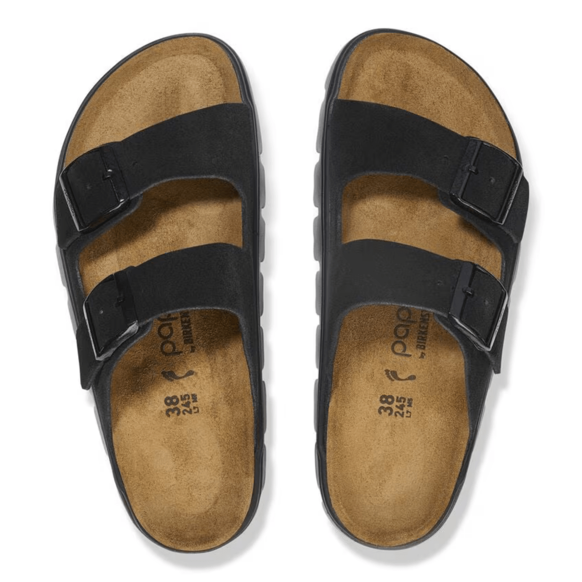 Quinoria - Birkenstock Arizona da donna, suede nero con tacco largo
