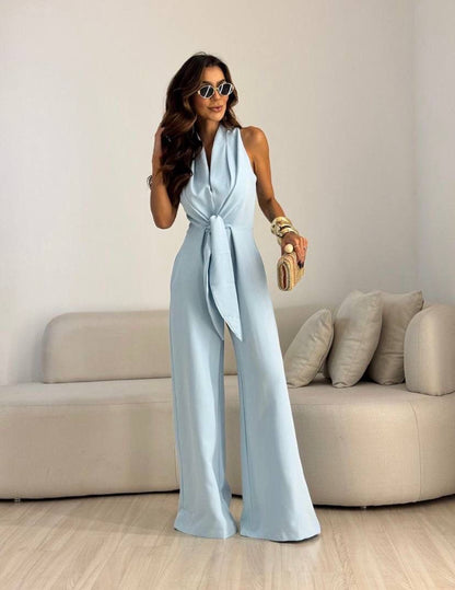 Nicolina - Tuta Donna Elegante Gamba Larga Drappeggiata