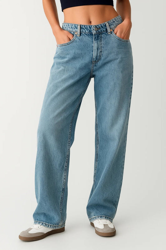 Viola – Jeans a Gamba Larga Vita Bassa Casual Donna