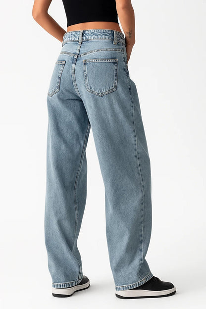 Viola – Jeans a Gamba Larga Vita Bassa Casual Donna