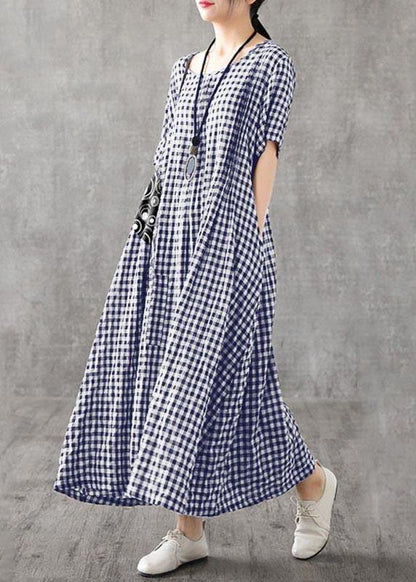 Giulia - Abito Patchwork Nero Plaid Estivo Elegante