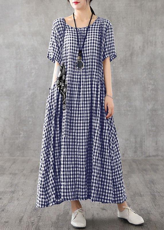 Giulia - Abito Patchwork Nero Plaid Estivo Elegante