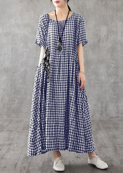 Giulia - Abito Patchwork Nero Plaid Estivo Elegante