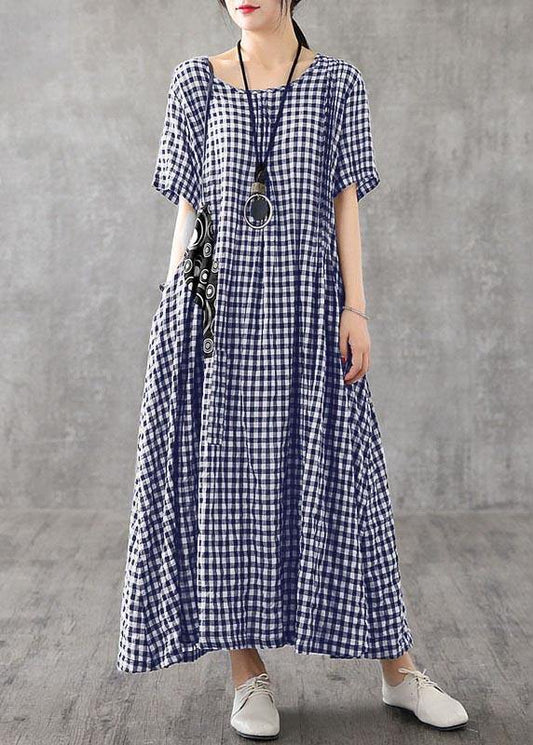 Giulia - Abito Patchwork Nero Plaid Estivo Elegante