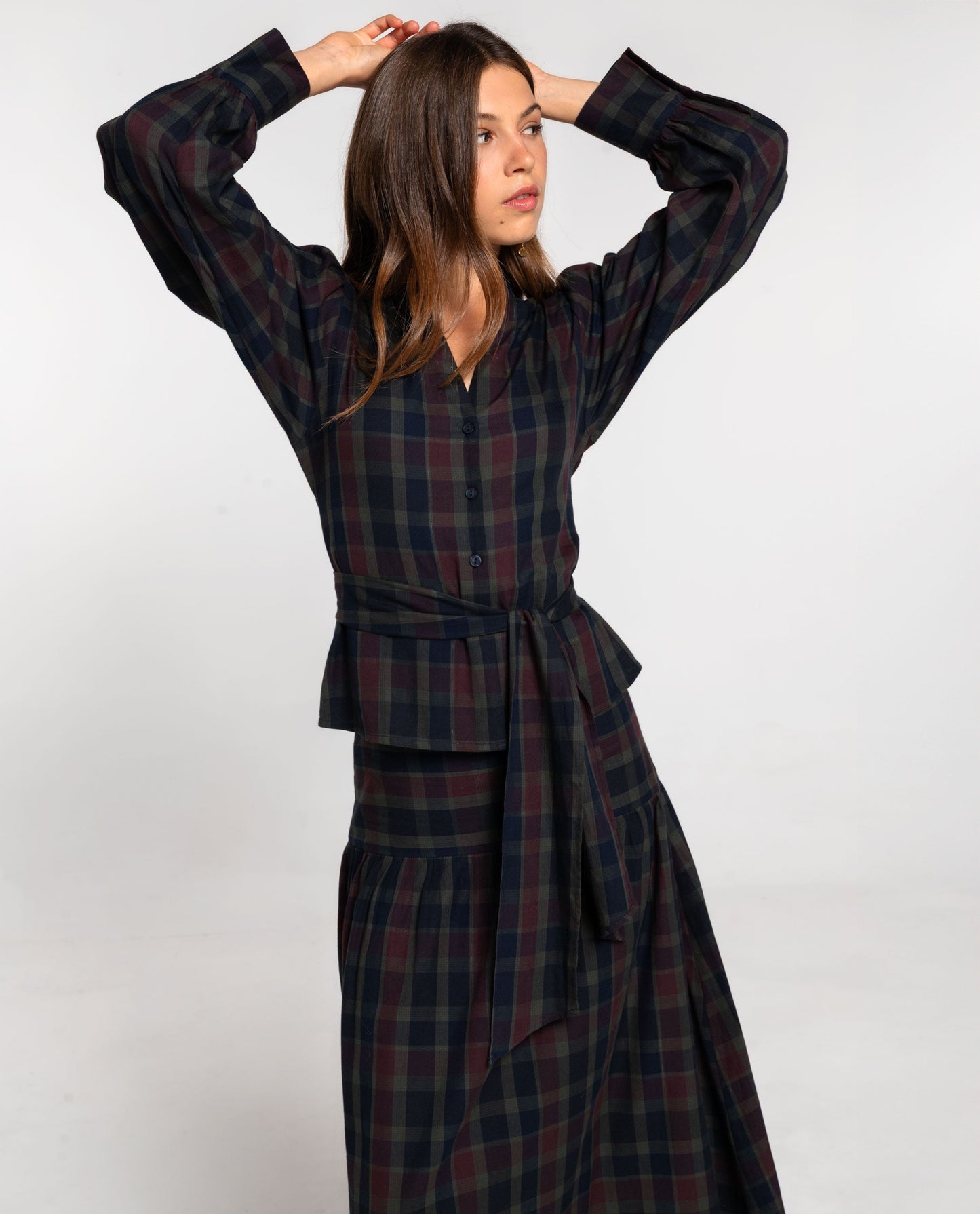 Consolata - Blusa Elegante a Quadri Tartan Fantasia Classica