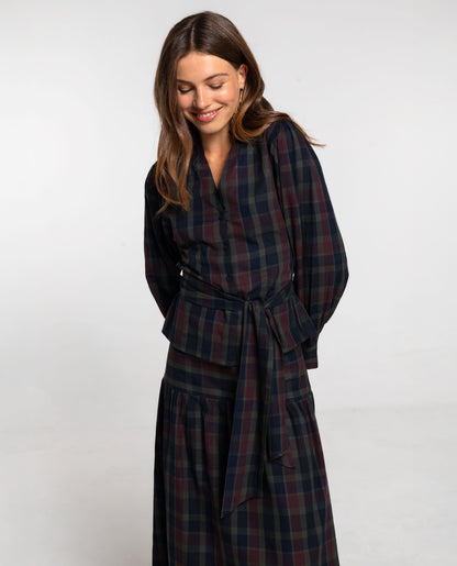 Consolata - Blusa Elegante a Quadri Tartan Fantasia Classica