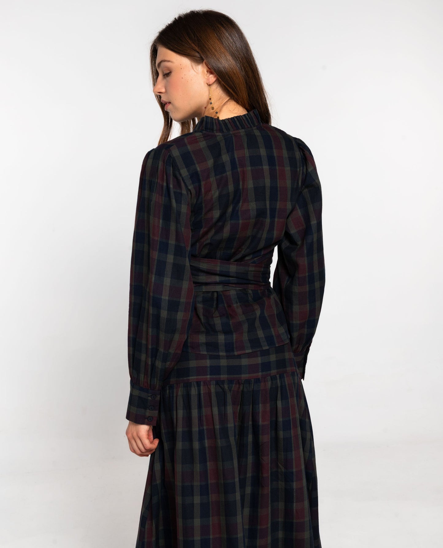 Consolata - Blusa Elegante a Quadri Tartan Fantasia Classica