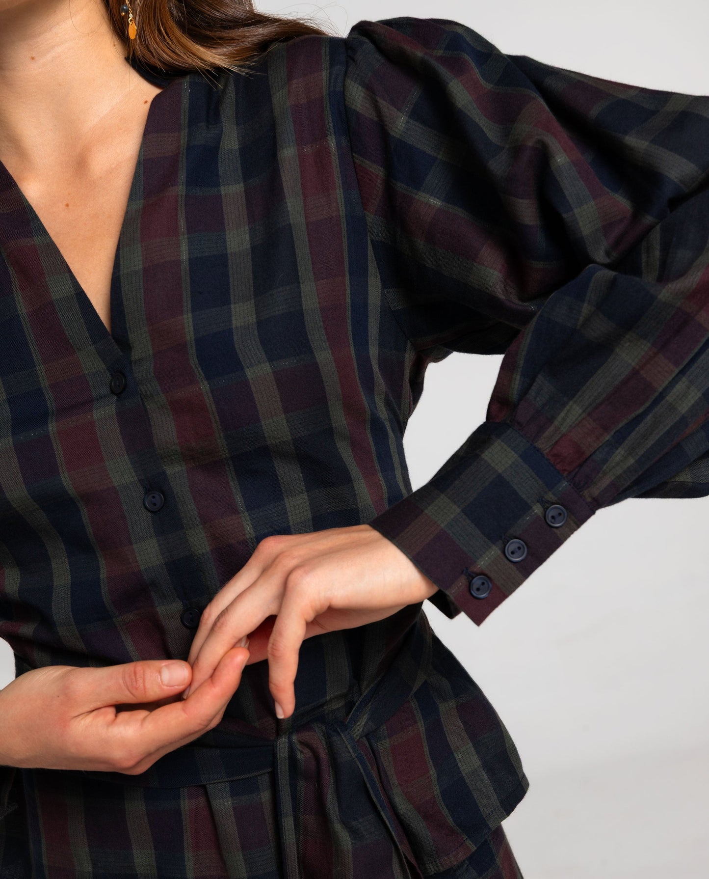 Consolata - Blusa Elegante a Quadri Tartan Fantasia Classica
