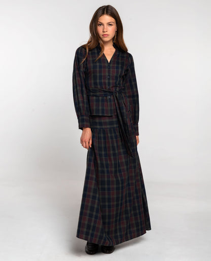 Consolata - Blusa Elegante a Quadri Tartan Fantasia Classica