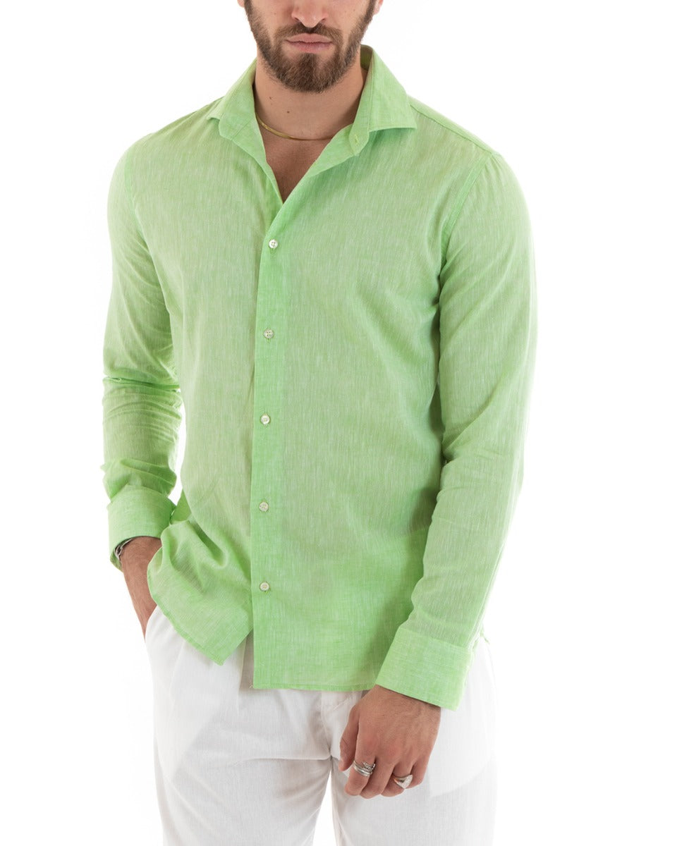 Emanuele – Camicia uomo sartoriale collo francese verde