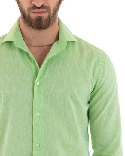 Emanuele – Camicia uomo sartoriale collo francese verde