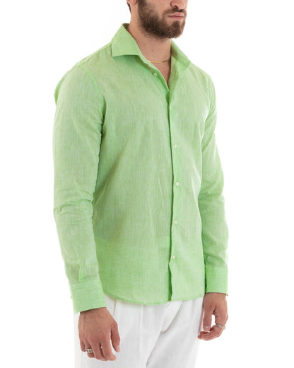 Emanuele – Camicia uomo sartoriale collo francese verde