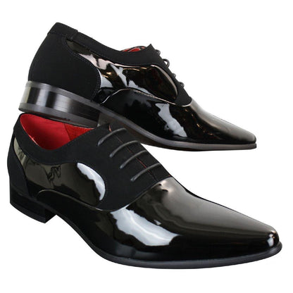 Marcello – Scarpe Uomo Vernice e Camoscio Lucido con Lacci Design Italiano