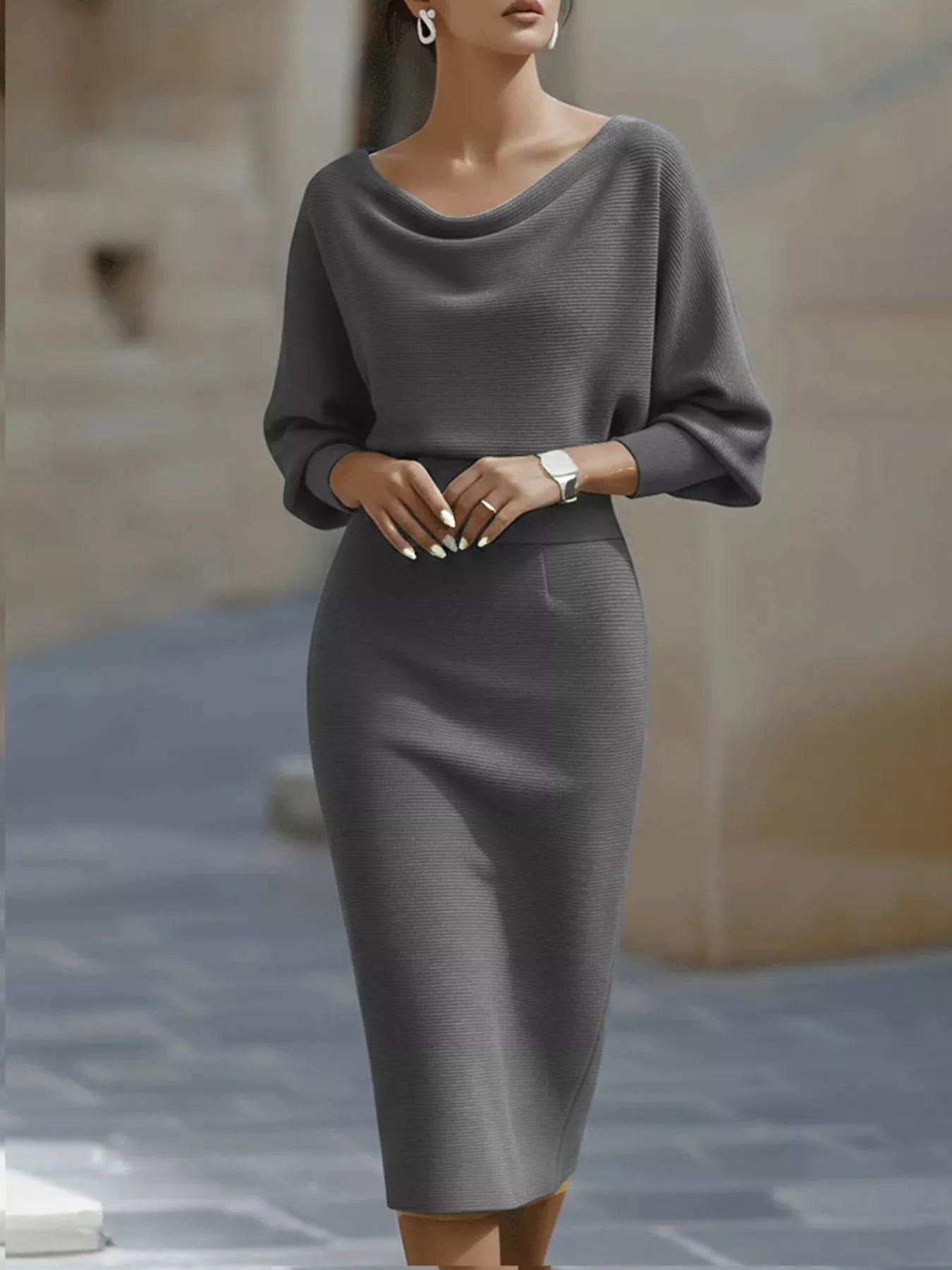 Lavinia - Abito Bodycon Collo Drappeggiato Donna Elegante