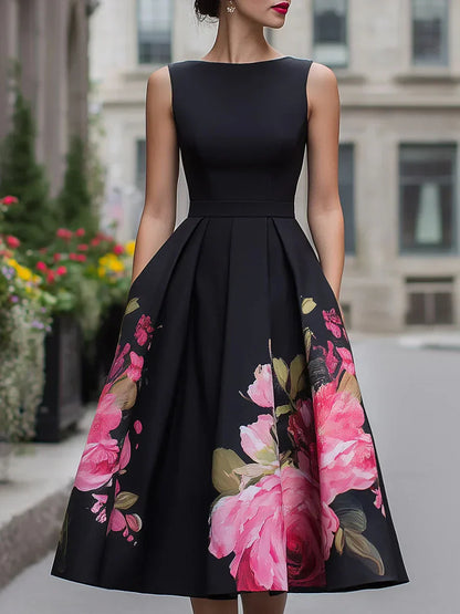 Rosalia – Abito Midi Svasato Con Fantasia Floreale Di Tendenza