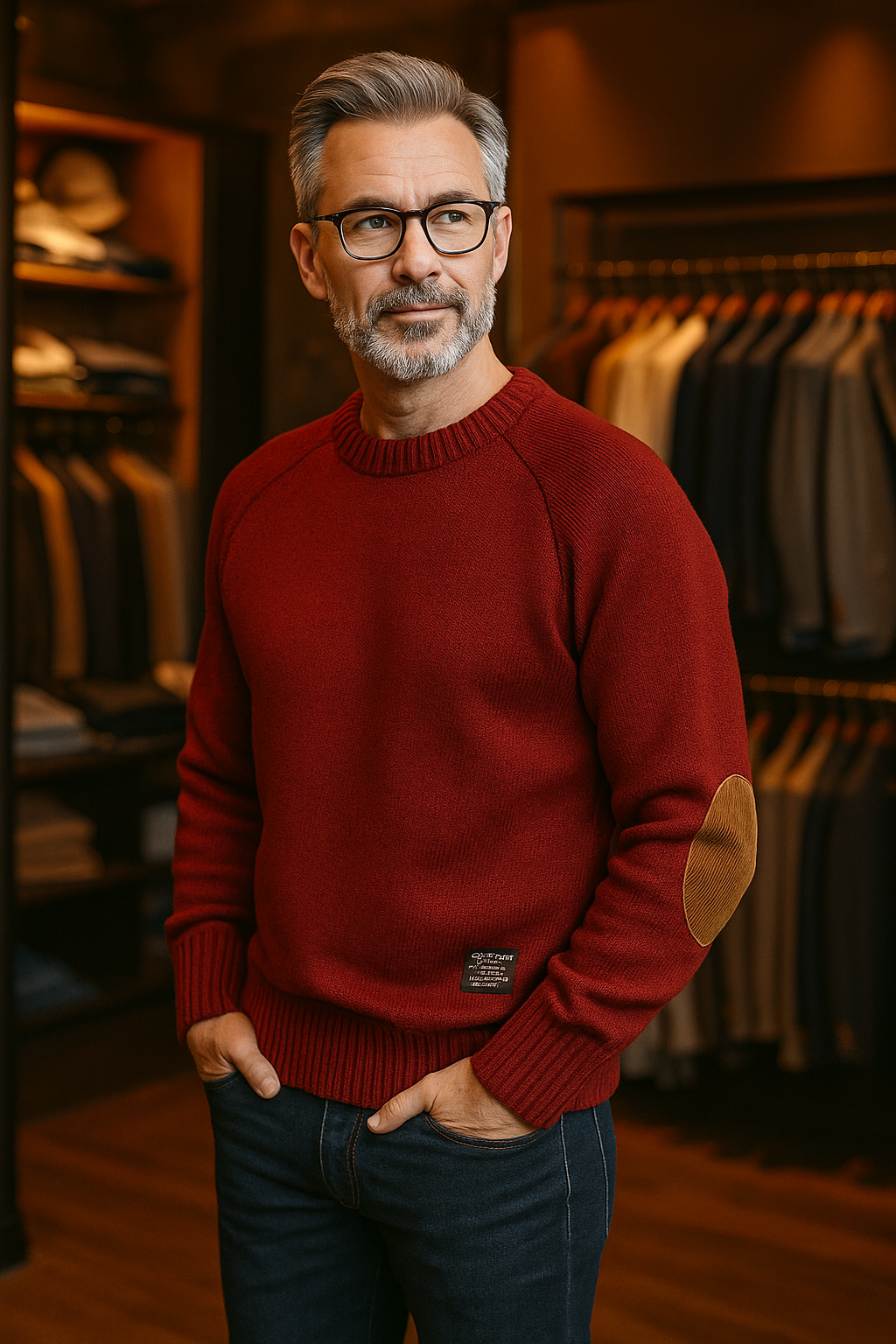 Duccio - Maglione Uomo Con Toppe Stile Classico