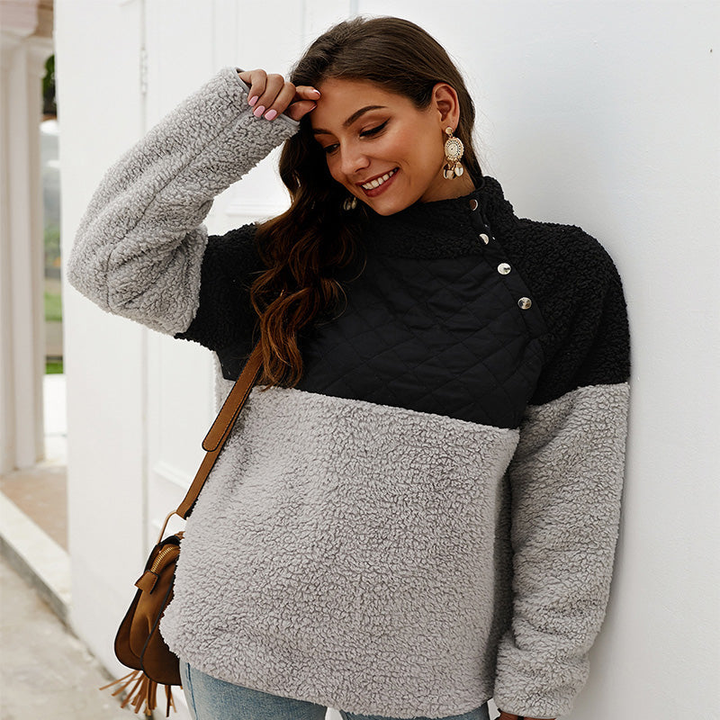Honorina - Maglione Donna Invernale Color Block Relax