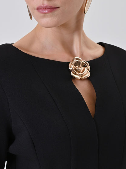 Quinara - Abito Nero a Ruota Donna Elegante Femminile Moderno