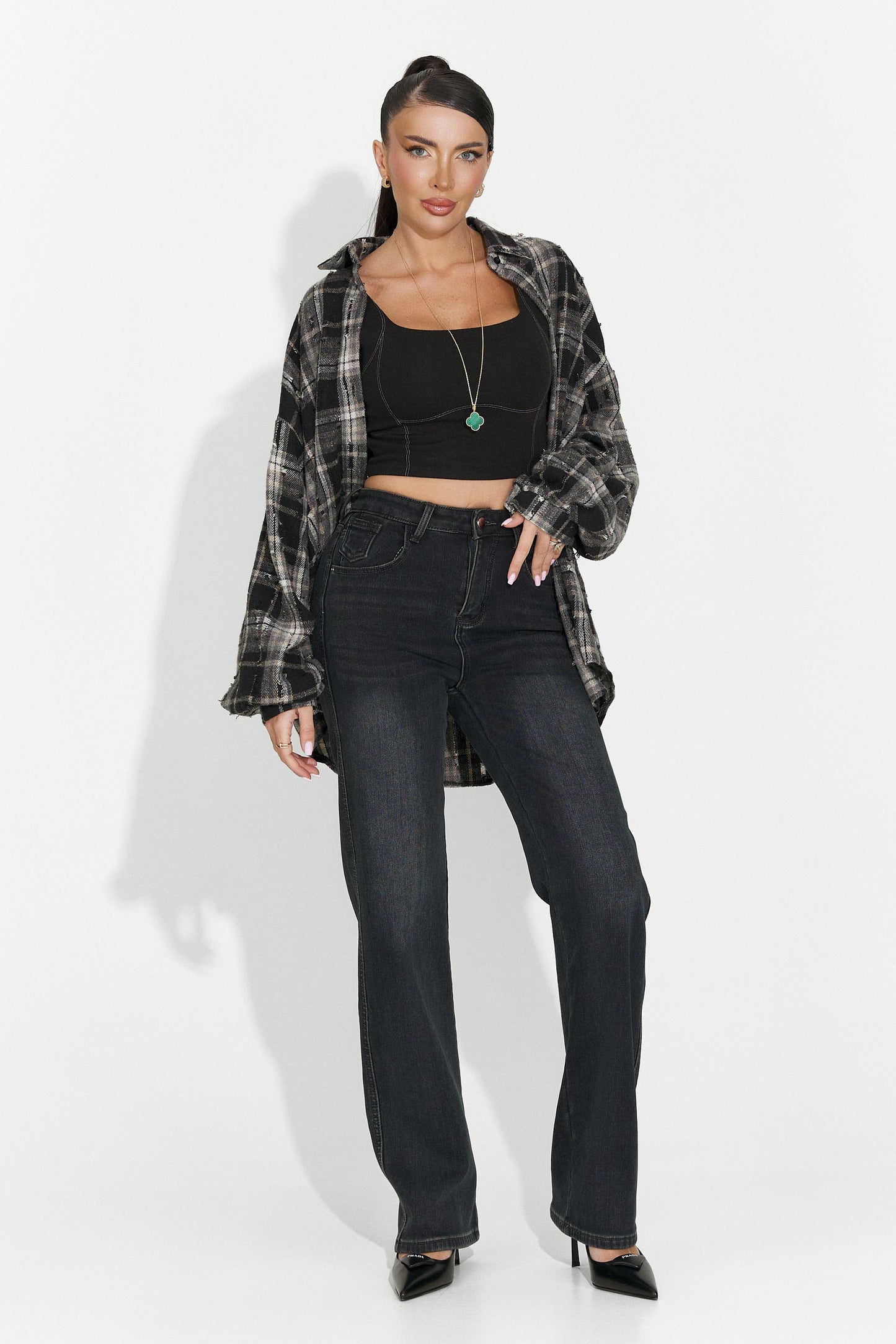 Quineta - Camicia Donna Nera Casual Bogas Moderna Versatile