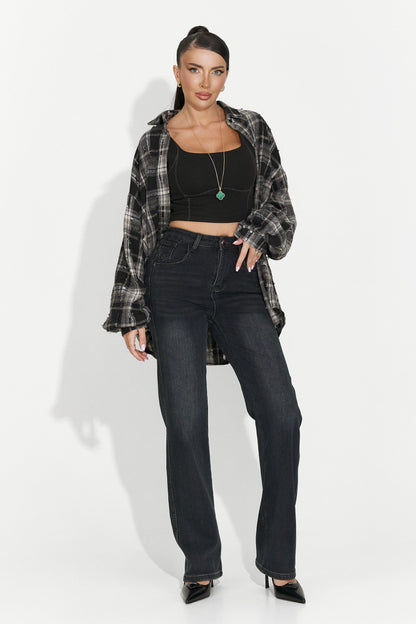 Quineta - Camicia Donna Nera Casual Bogas Moderna Versatile