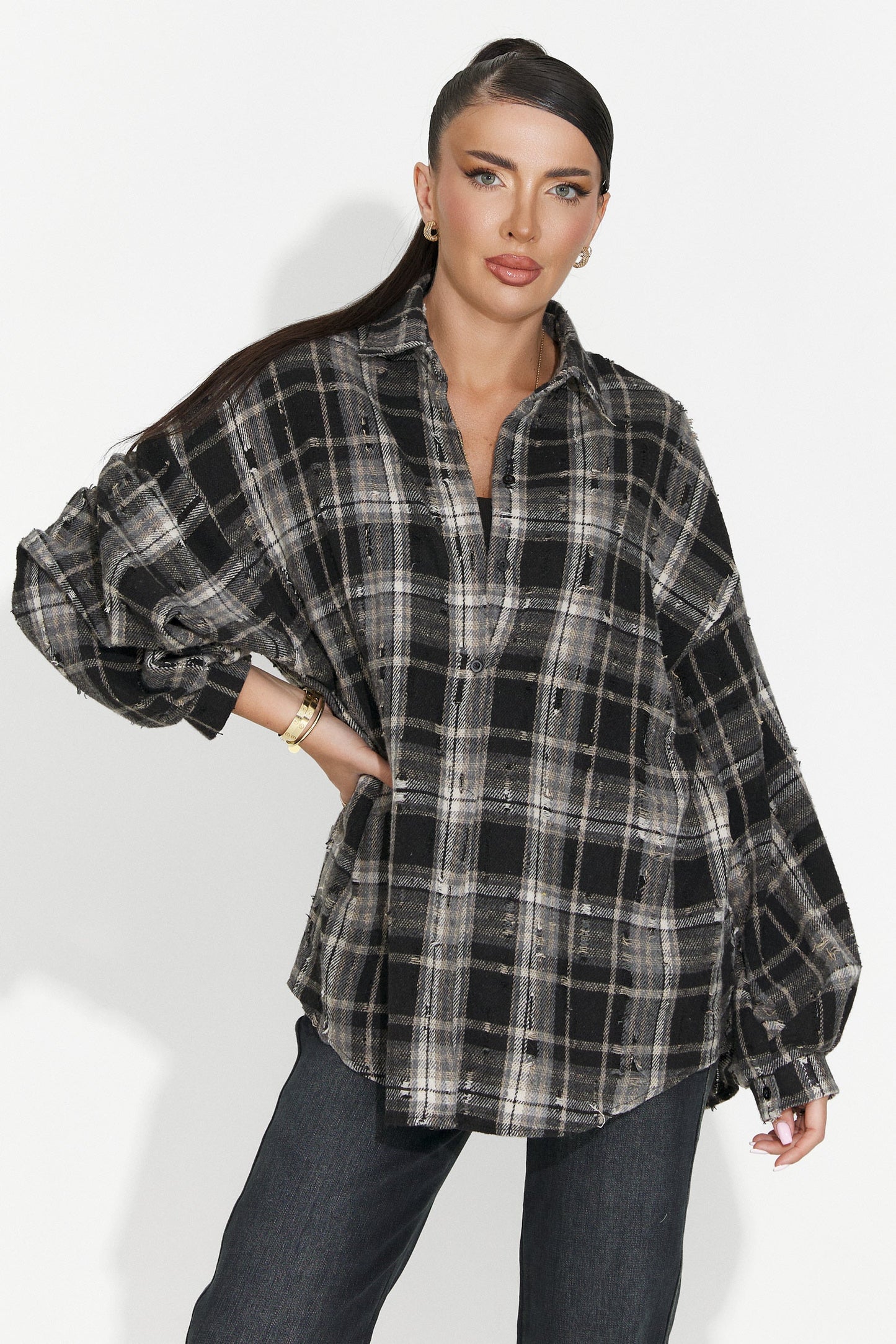 Quineta - Camicia Donna Nera Casual Bogas Moderna Versatile