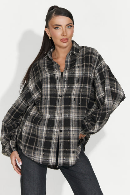 Quineta - Camicia Donna Nera Casual Bogas Moderna Versatile