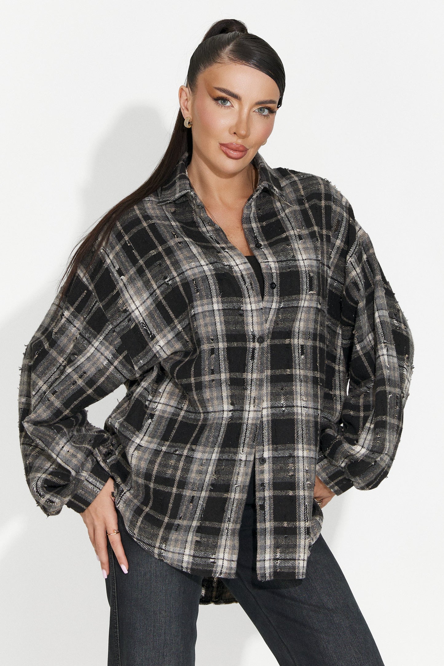 Quineta - Camicia Donna Nera Casual Bogas Moderna Versatile
