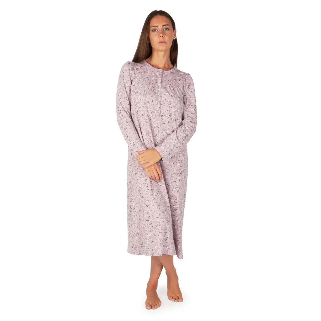 Quintella - Camicia da Notte Donna Serafino Manica Lunga Calda