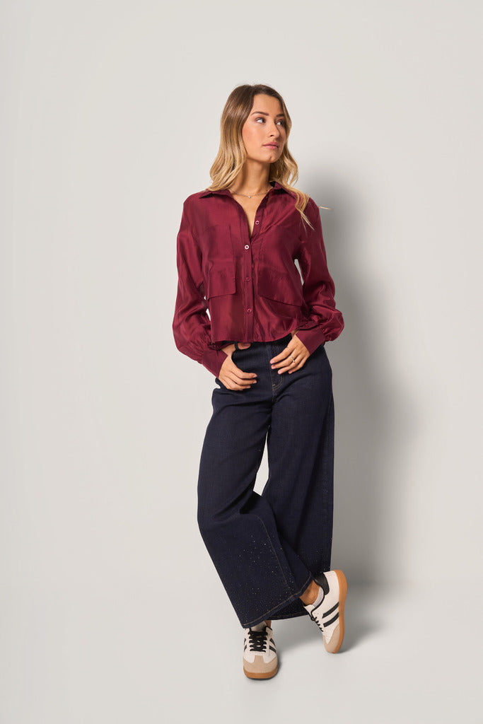Quirilda - Camicia Cropped Donna Basic Moderna Essenziale