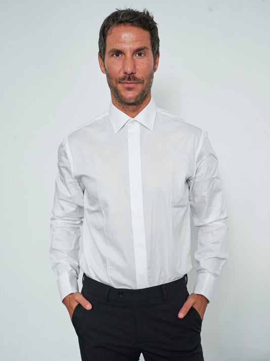 Renato - Camicia Uomo Effetto Rigato Moderna Elegante Versatile