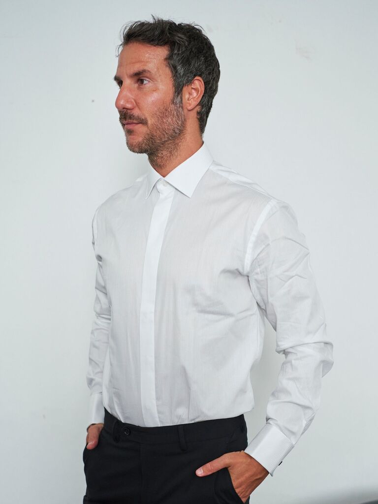 Renato - Camicia Uomo Effetto Rigato Moderna Elegante Versatile