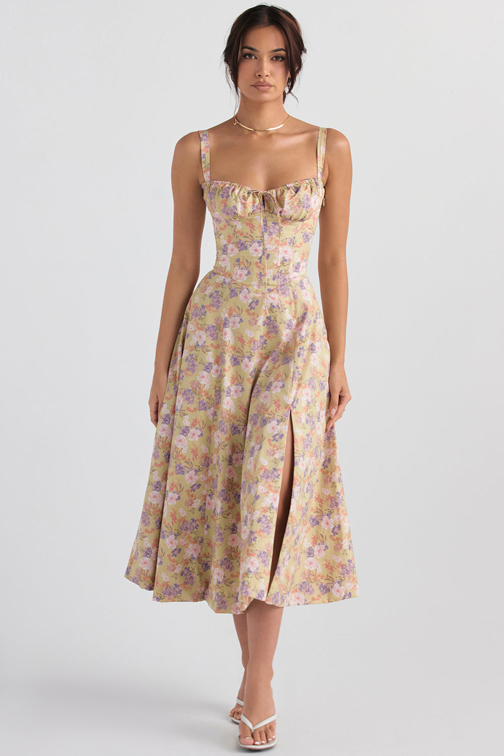Giorgia – Abito con Bustier Floreale Modellante Vita per Donna