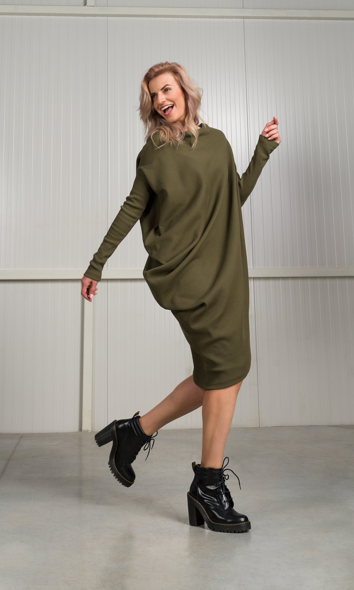 Quinora – Abito Tunica Asimmetrico Costine Donna Elegante