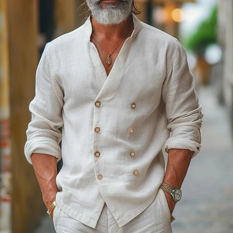 Biagio – Camicia Da Uomo Con Scollo A V E Design Avvolgente