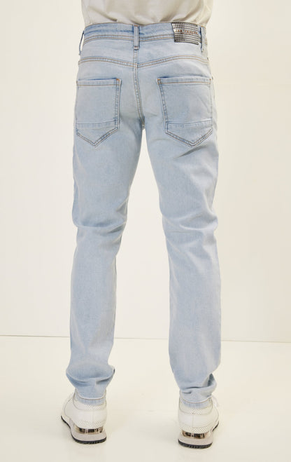 Lionello - Jeans Uomo Aderenti Blu Chiaro Classici