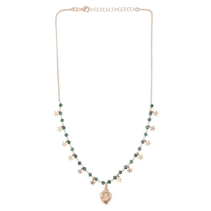Idalba - Collana Argento Rosa Sacro Cuore Pietre Verdi