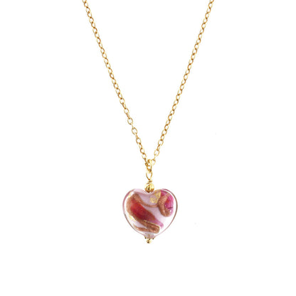 Lolisia - Catenina con Cuore Rosa in Vetro di Murano e Argento