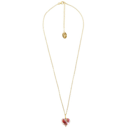 Lolisia - Catenina con Cuore Rosa in Vetro di Murano e Argento
