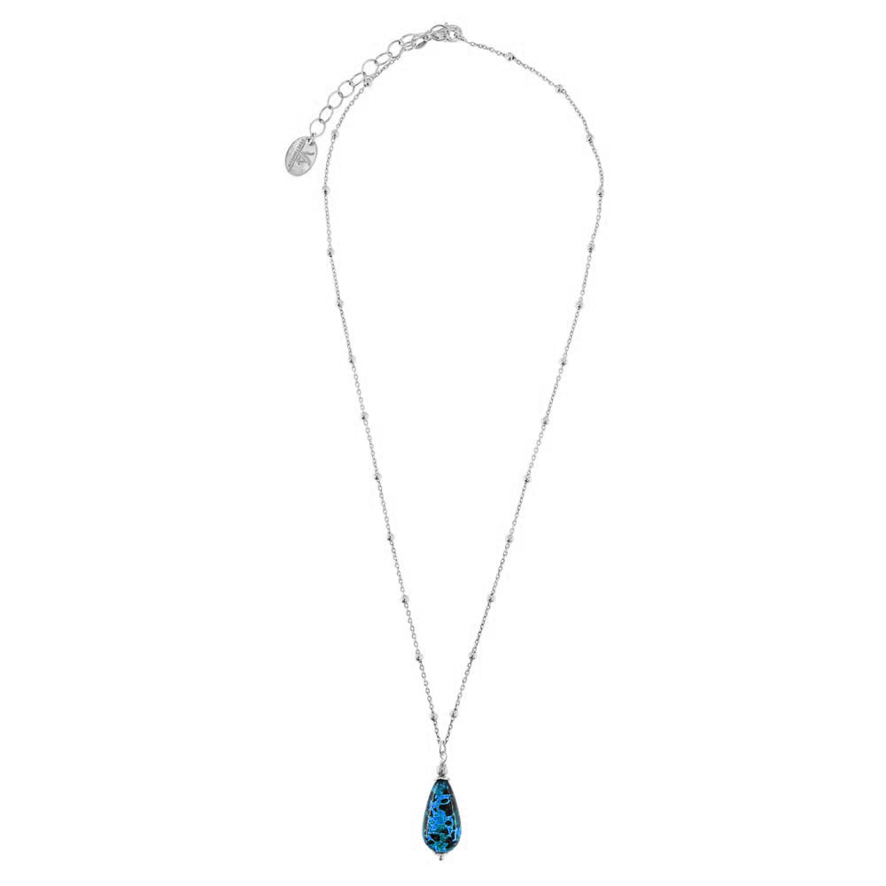 Livita - Collana Pendente Goccia Murano Azzurro Argento