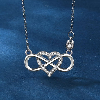 Monica - Collana Cuore Infinito Zirconi Argento Donna
