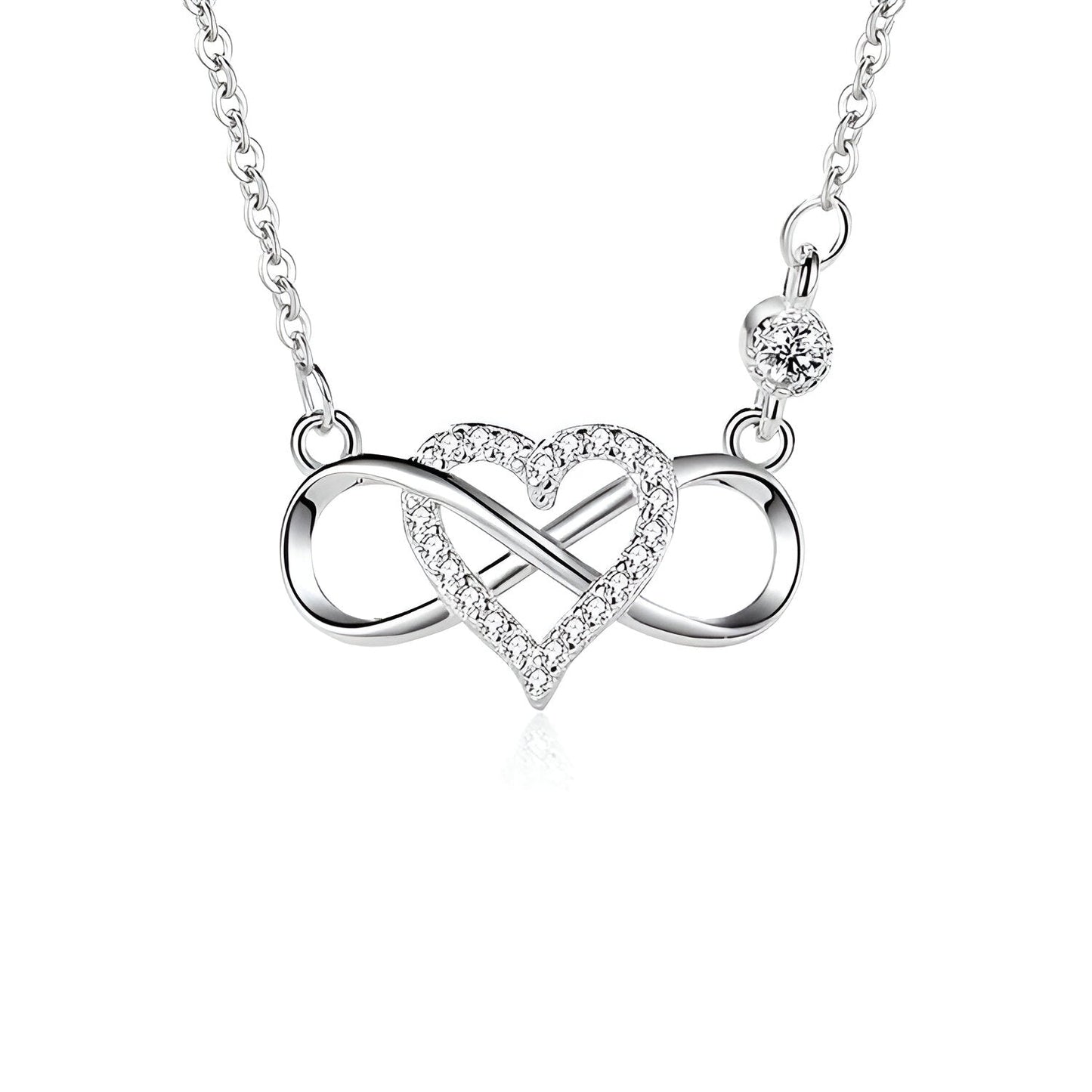 Monica - Collana Cuore Infinito Zirconi Argento Donna