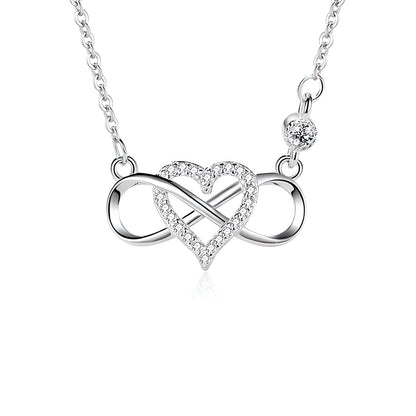 Monica - Collana Cuore Infinito Zirconi Argento Donna