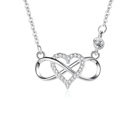 Monica - Collana Cuore Infinito Zirconi Argento Donna