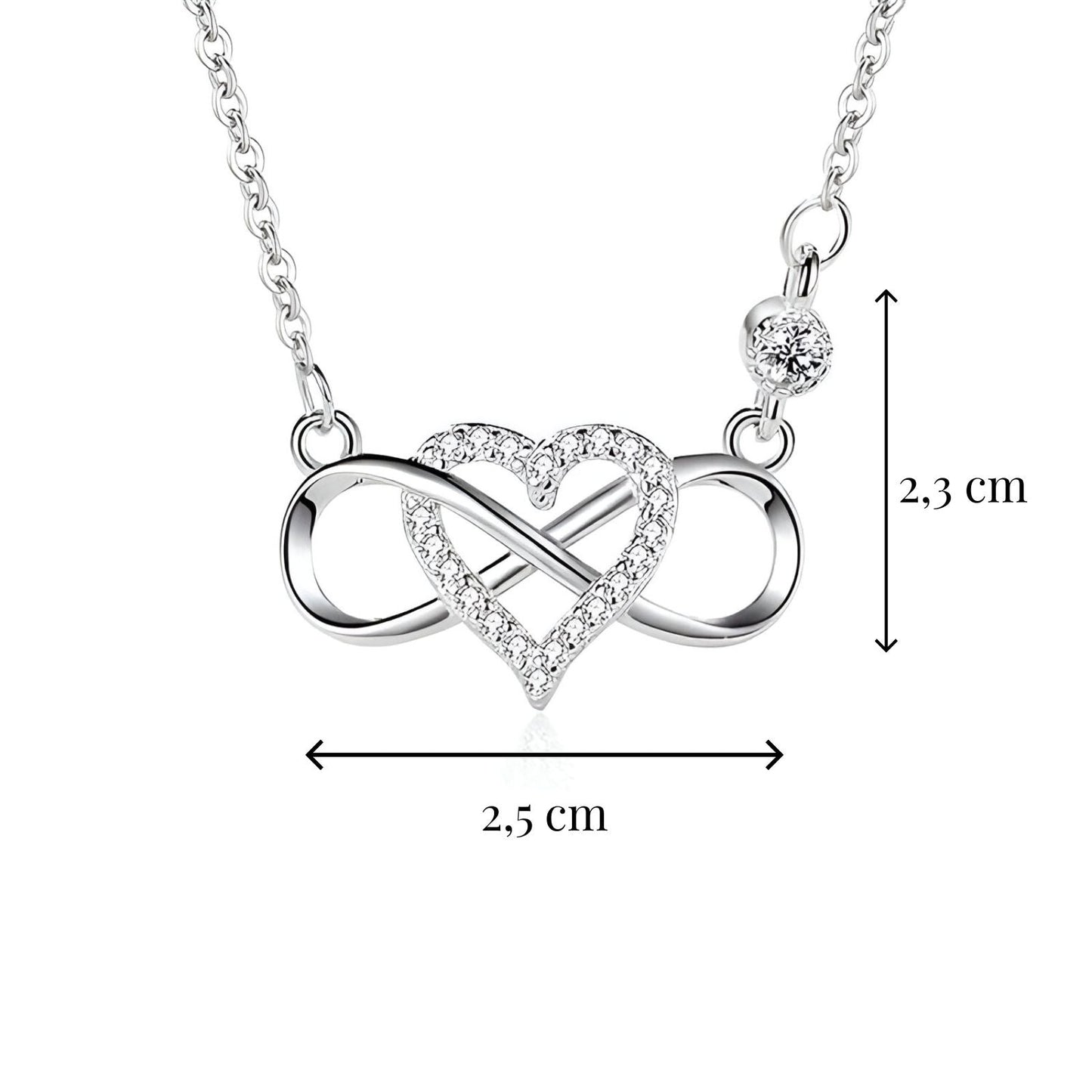Monica - Collana Cuore Infinito Zirconi Argento Donna