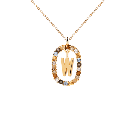 Patrizia – Collana Lettera Donna Argento Placcato Oro Zirconi Multicolori