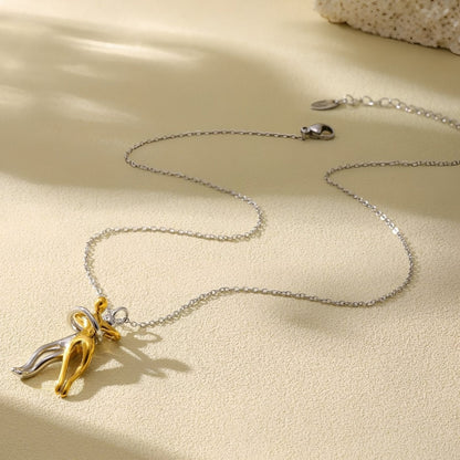 Alessa - Collana Coppia Abbracciata Bicolore Oro Argento Donna